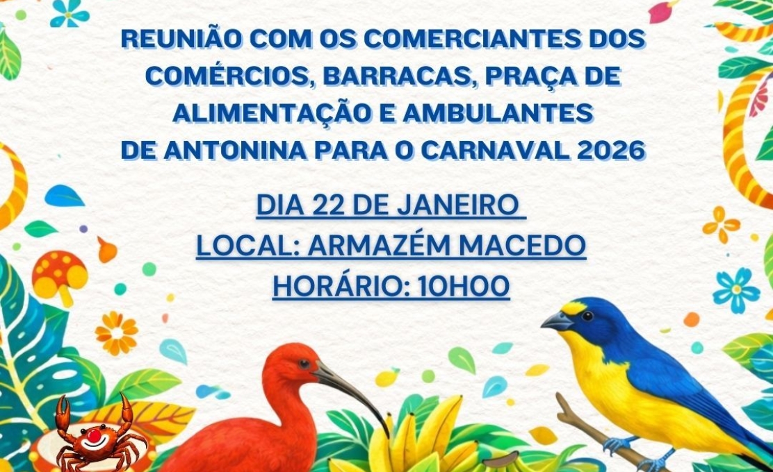 Prefeitura De Antonina Convida Reunião Com Comerciantes Para O Carnaval 2026