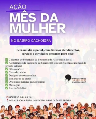 Prefeitura de Antonina realiza ação especial para mulheres no bairro Cachoeira