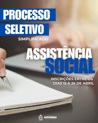 Prefeitura de Antonina abre inscrições para Processo Seletivo Simplificado na Assistência Social