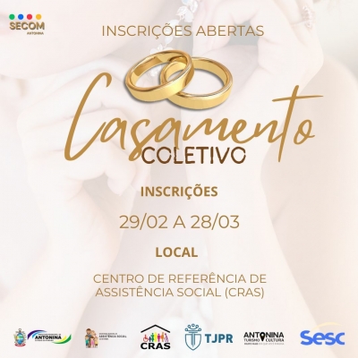 Inscrições abertas para o Casamento Coletivo em Antonina