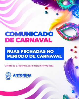 Prefeitura de Antonina anuncia bloqueio de ruas para o Carnaval 2025