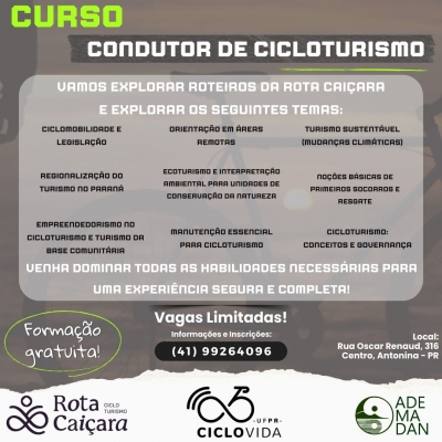 Antonina recebe cursos de condutor de cicloturismo