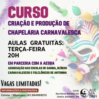 Antonina recebe o curso de Produção de Chapelaria Carnavalesca