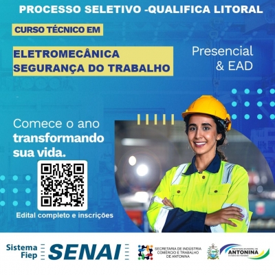 Prefeitura de Antonina informa sobre Processo Seletivo para Cursos do Senai 