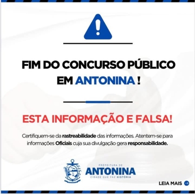 Prefeitura de Antonina emite Nota Oficial combatendo a desinformação no munícipio 