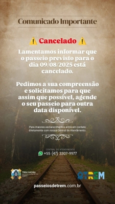 Passeio de Trem Caiçara – Cancelado 