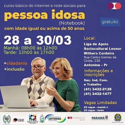 Prefeitura de Antonina disponibiliza Curso Básico de Internet e Redes Sociais para idosos