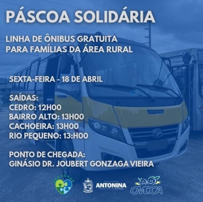 Páscoa Solidária garante transporte gratuito para famílias da área rural de Antonina