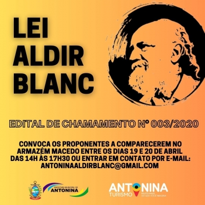 Prefeitura de Antonina divulga Edital de Chamamento Nº 003/2020 - Lei Aldir Blanc