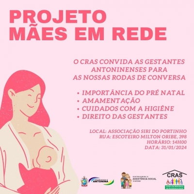 Prefeitura de Antonina convida a gestantes antoninenses para participar do Projeto Mães em Rede