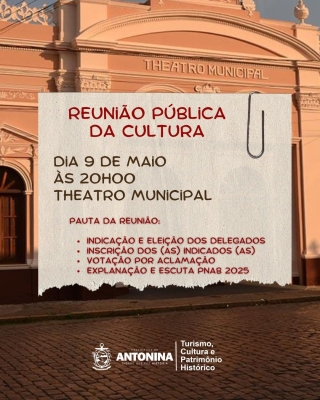 Conselho Municipal de Cultura convida os agentes culturais para uma reunião pública 