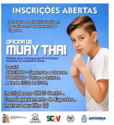 Prefeitura de Antonina abre inscrições para Oficina de Muay Thai para crianças