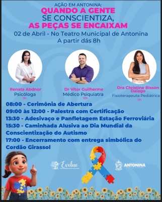 Antonina promove evento de conscientização pelo Dia Mundial do Autismo