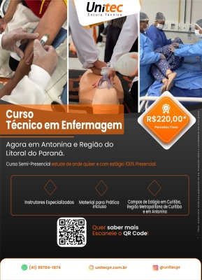 Prefeitura de Antonina promove Curso Técnico em Enfermagem em parceria com a Unitec