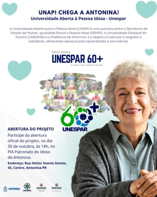 Projeto UNAPI chega a Antonina e promove educação e inclusão para a pessoa idosa