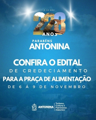 PREFEITURA DE ANTONINA DIVULGA EDITAL DE CREDENCIAMENTO PARA PRAÇA DE ALIMENTAÇÃO