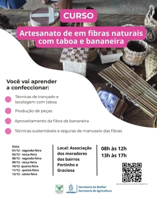 Antonina oferece curso gratuito de artesanato com fibras naturais