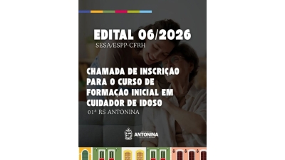 A Prefeitura de Antonina divulga uma grande oportunidade de qualificação profissional na área da saúde!