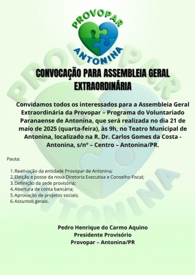 Provopar convoca a população para assembleia geral extraordinária no Theatro Municipal