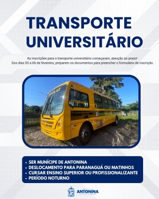  TRANSPORTE UNIVERSITáRIO – INSCRIçõES ABERTAS